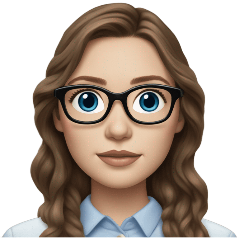 Hyper Realistic Elizabeth Olsen brunette blue eyes wearing glasses  emoji