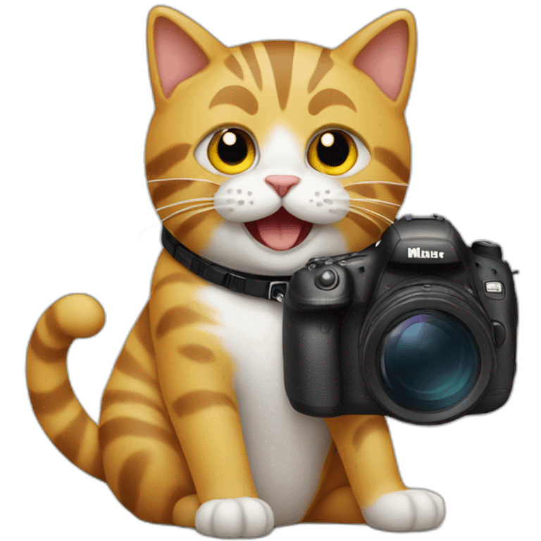 happy Cat Holding big dslr emoji