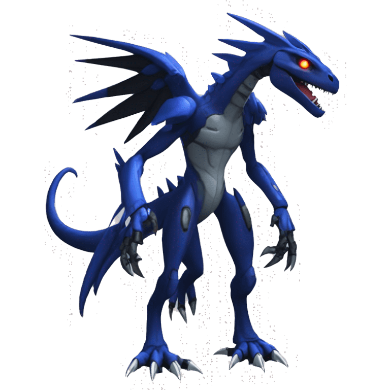  Cool Edgy Black Blue Digimon-Fakemon-Guilmon-Velociraptor-Dragon-Mecha full body emoji