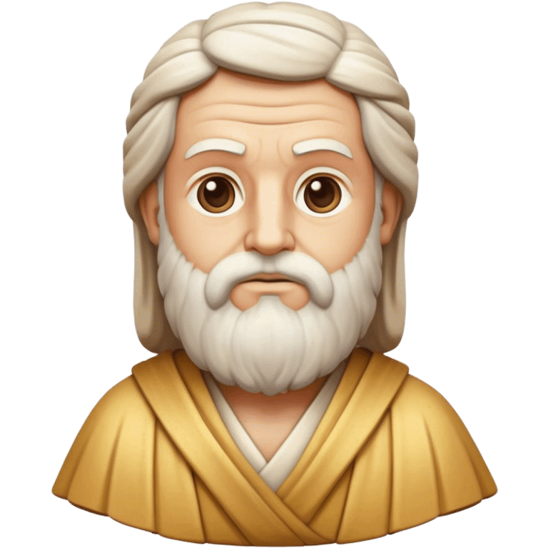 Cinematic Realistic Plato Portrait Emoji, depicted as a wise ancient philosopher with a contemplative expression in classical robes, rendered with soft textures and timeless serene lighting that captures his intellectual legacy. emoji