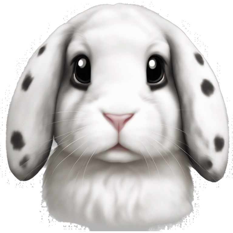 White with black spots holland lop rabbit with a white nose emoji