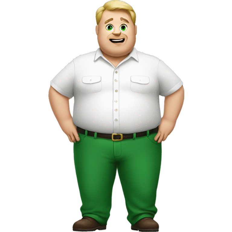 white fat man wearing green pants and white button up shirt  emoji