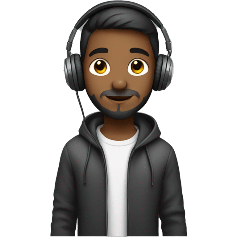 young programmer boy with gaming headphones with  a little beard emoji