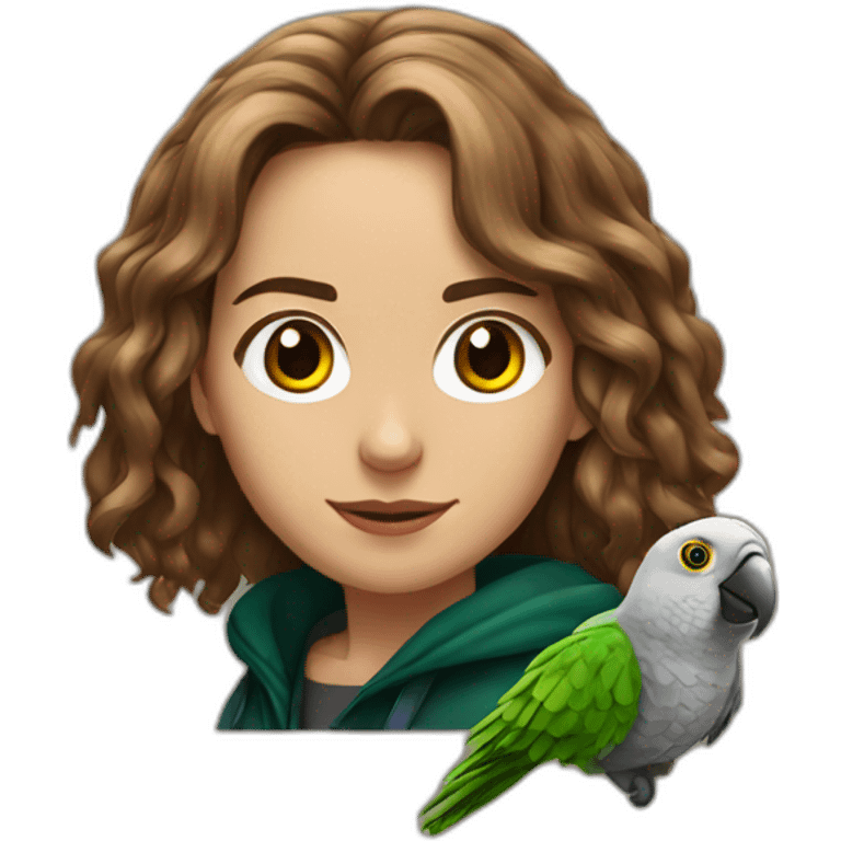 hermione granger on a parrot emoji