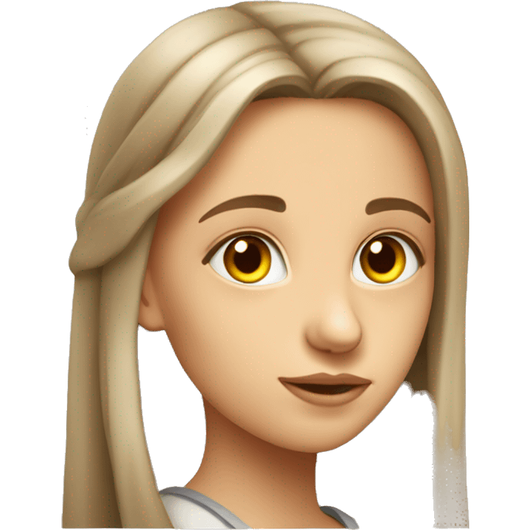 slavic girl with hazel eyes stands in profile emoji