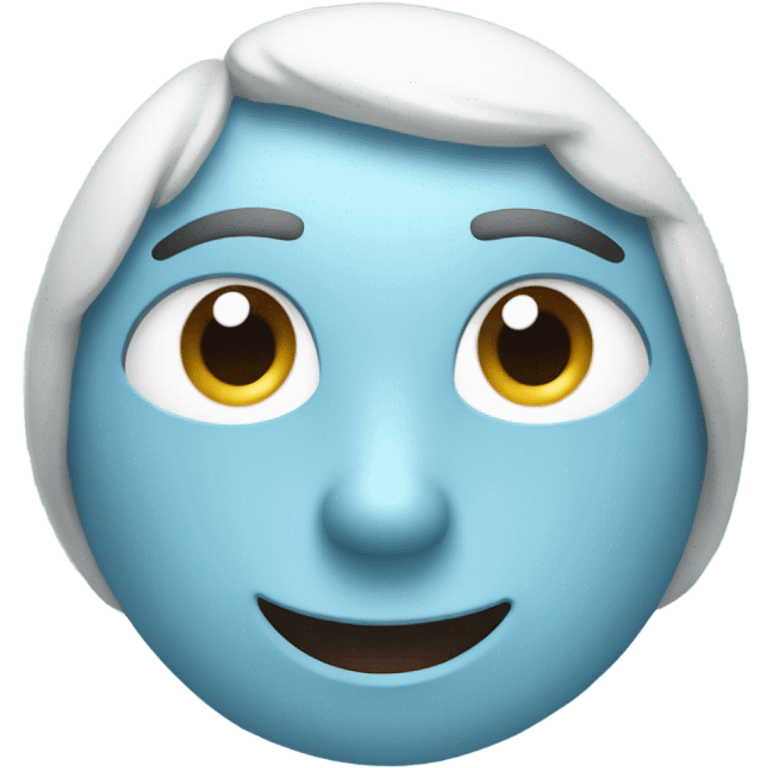 Smiling regular iOS18 emoji with both eyes replaced with light blue snowflakes  emoji