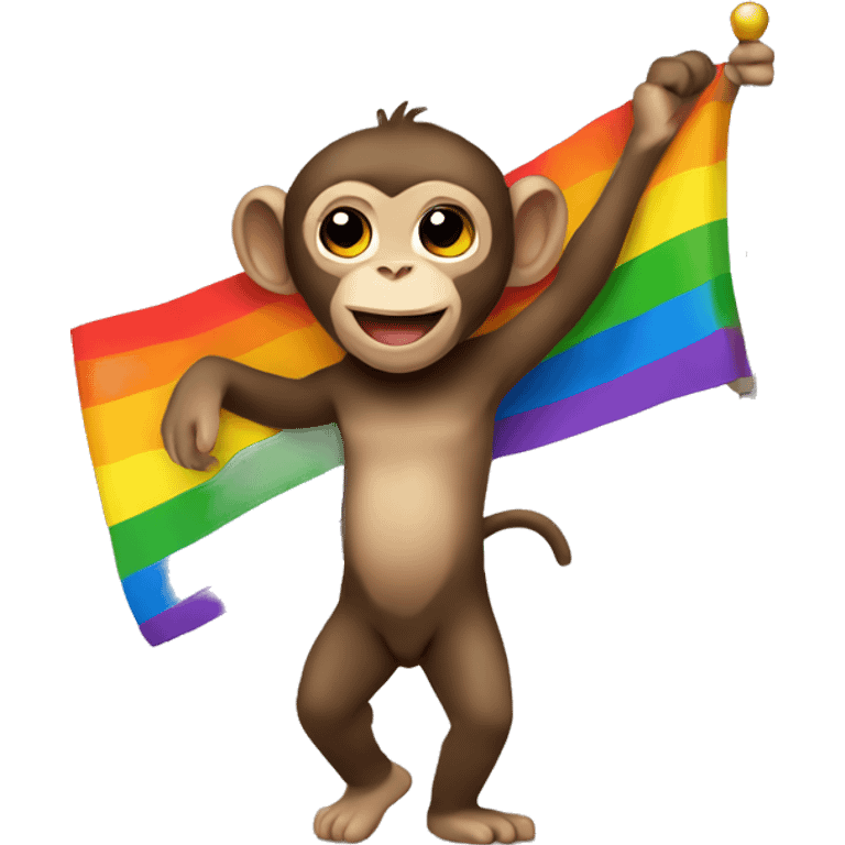 Little monkey carrying a lgbtq flag  emoji