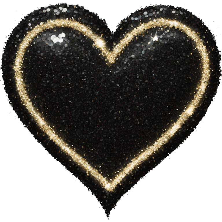 Glittery black heart a n d emoji