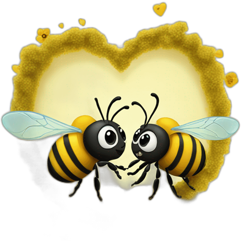 two bees in love around a mini-bee newborn emoji