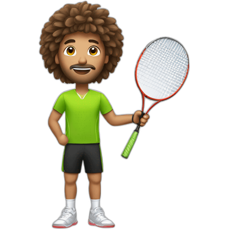 homme avec chauveux bruns jouant du badminton emoji