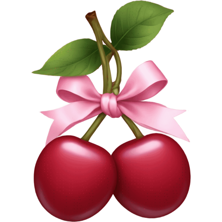 Cherrys with light pink bows on top emoji