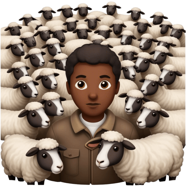 Black man Shepherds with a flock of sheep emoji