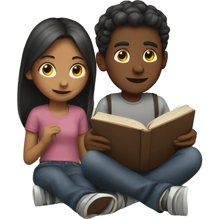 boy and girl reading emoji