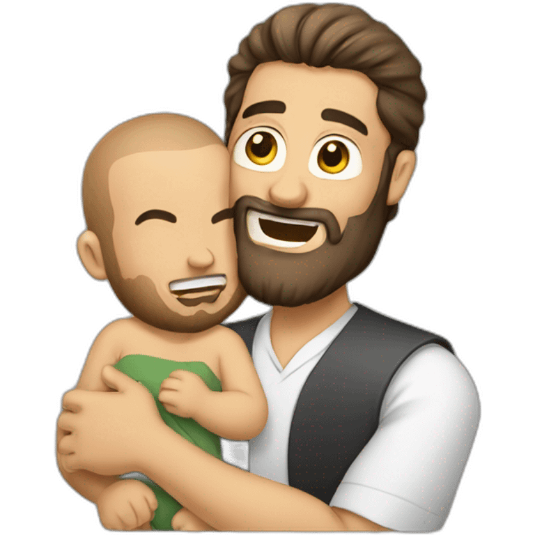 smiling-arab-bearded-man-holding-crying-baby-and-saw emoji