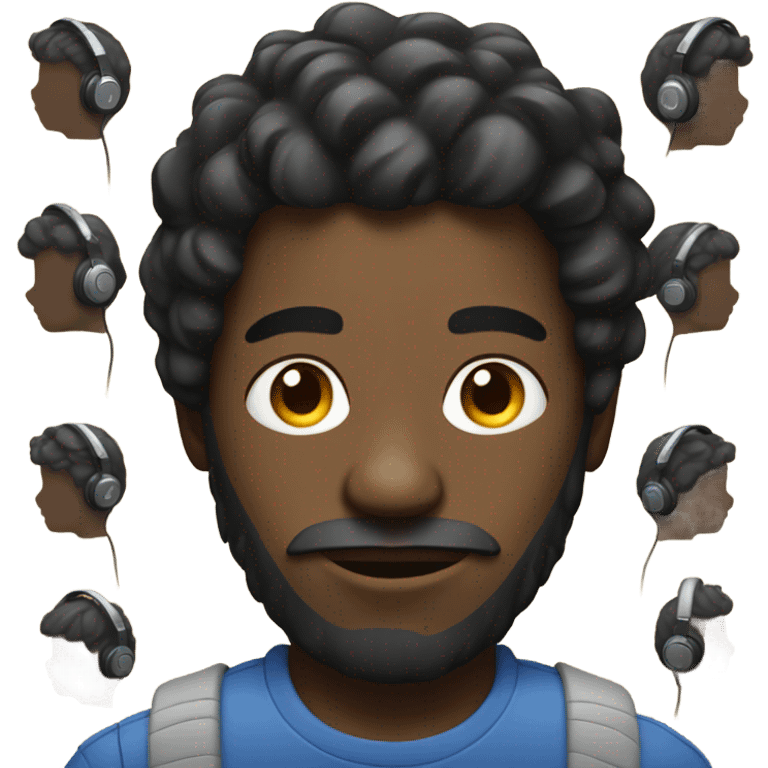 Black dude with twists wearing headset  emoji