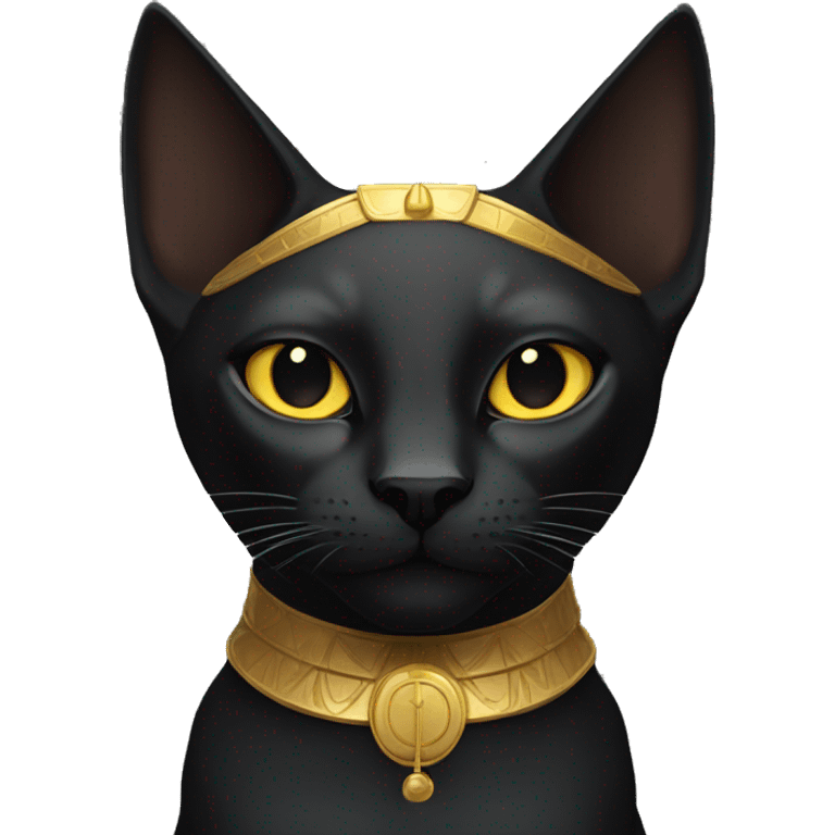 Black Egyptian Cat with Golden Anubis-Rings and yellow markings emoji