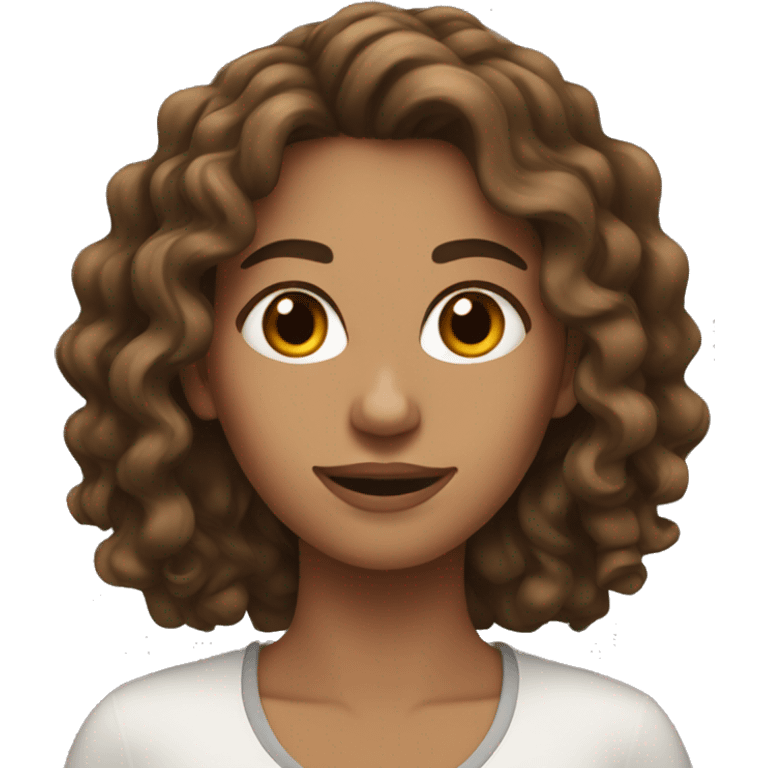 Woman with long curly/coil brown hair emoji