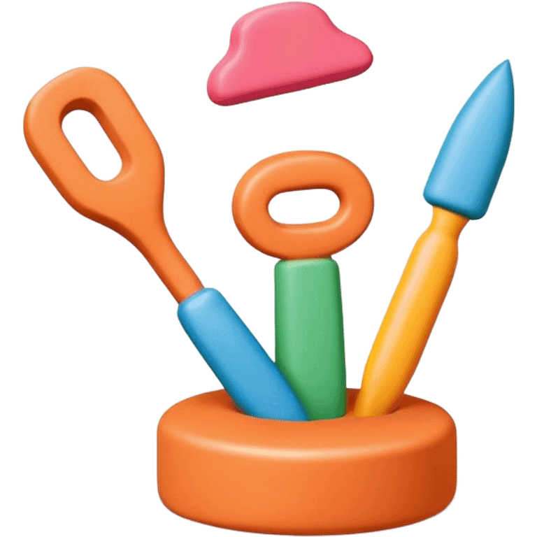 Clay modeling icon, colorful plasticine being shaped into a figure, sculpting tools, minimalistic style, clean lines, transparent background. emoji