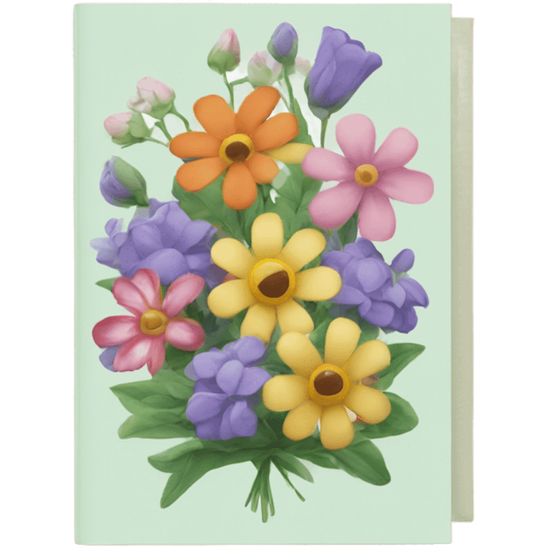 Beautiful Greeting card with flowers on the cover emoji