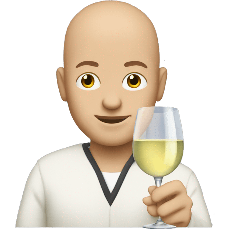 Bald man holding glass of white wine emoji