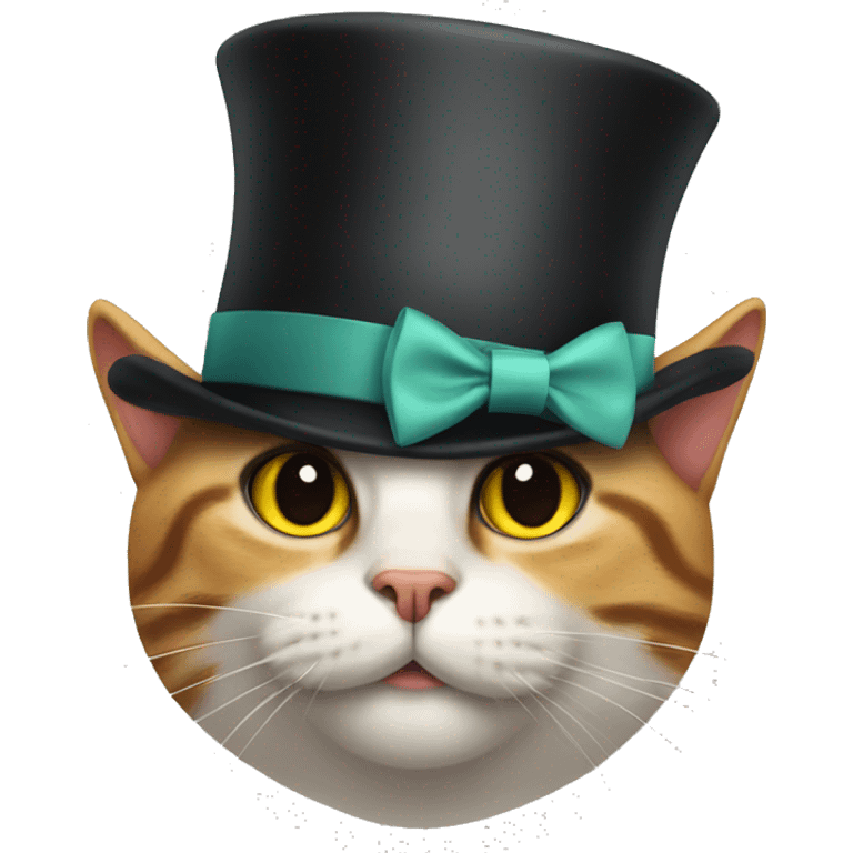 cat with a bow tie and top hat emoji