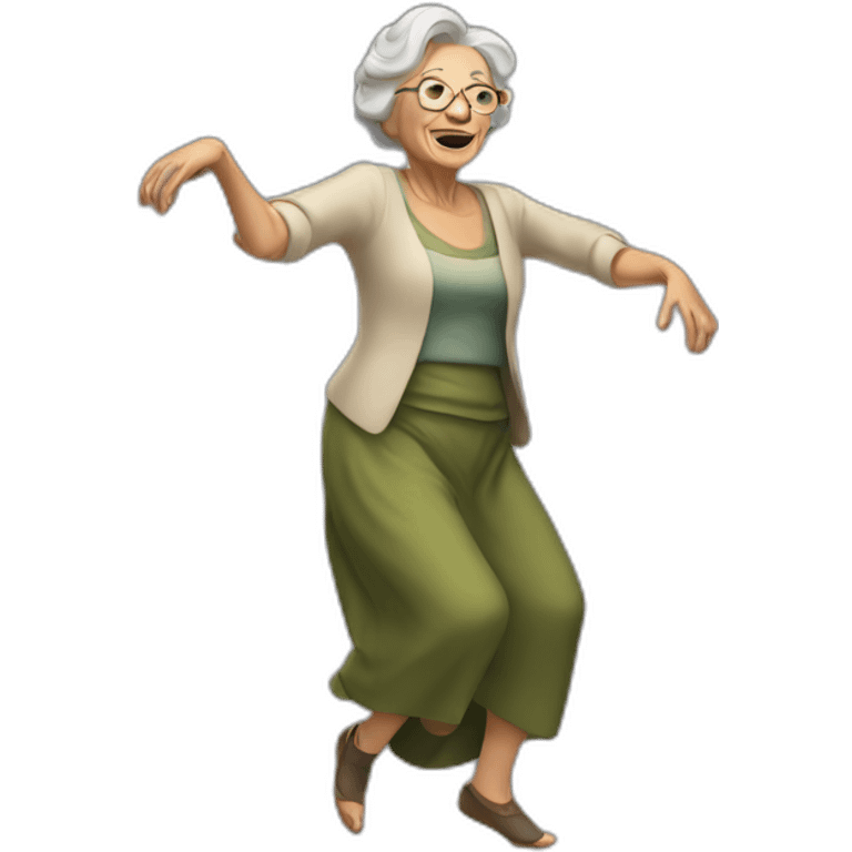 dancing old woman emoji