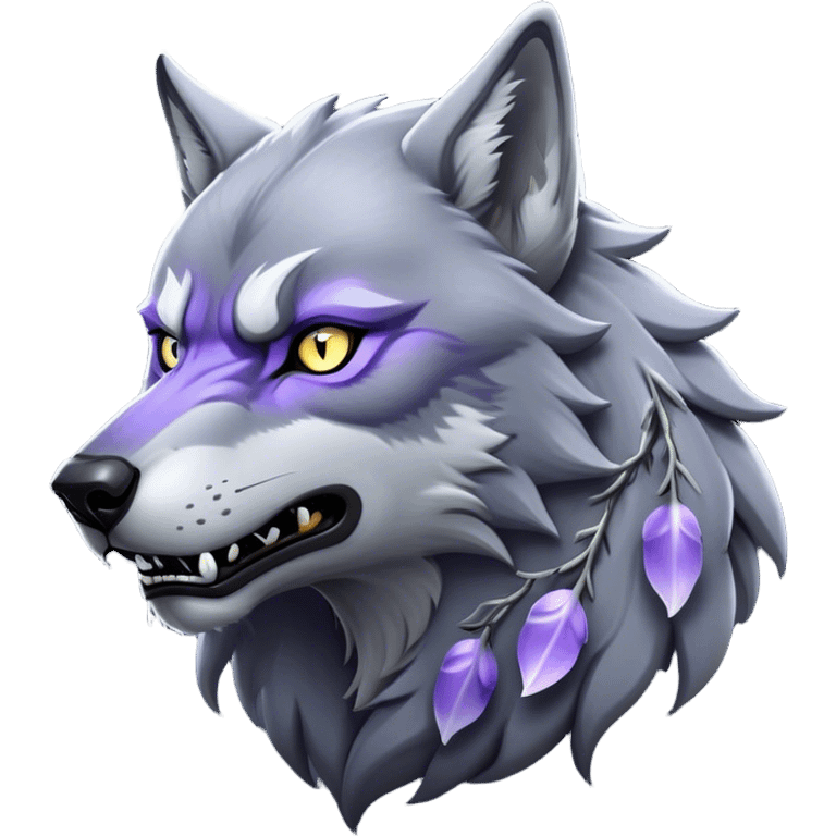 Cinematic Noble Werewolf Portrait Emoji, Formidable and majestic, with a powerful lupine silhouette in moonlit grays and silvers, featuring piercing, wise eyes and a dignified snarl that hints at untamed strength, simplified yet intricately detailed, glowing with a soft, lunar outline that encapsulates the noble duality of feral instinct and loyal guardianship! emoji