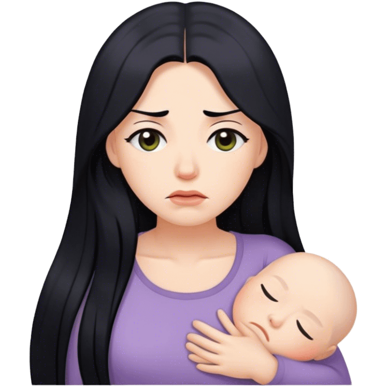 Tired mum with long black hair emoji