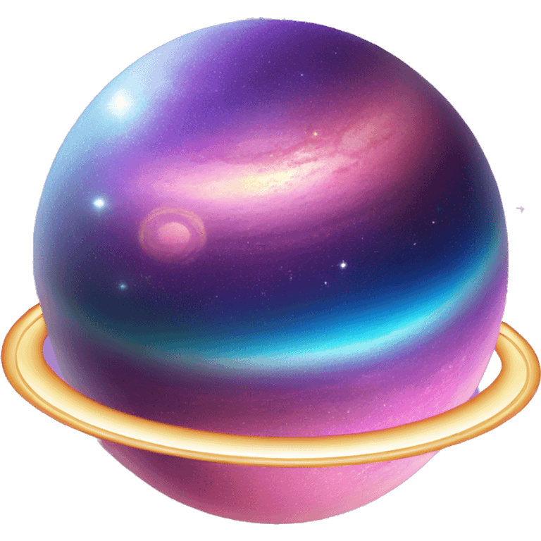 sparkly glittery blue purple and pink gradient planet with a cheesy saturn ring emoji