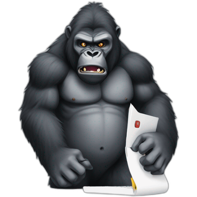 Angry gorilla typing  emoji