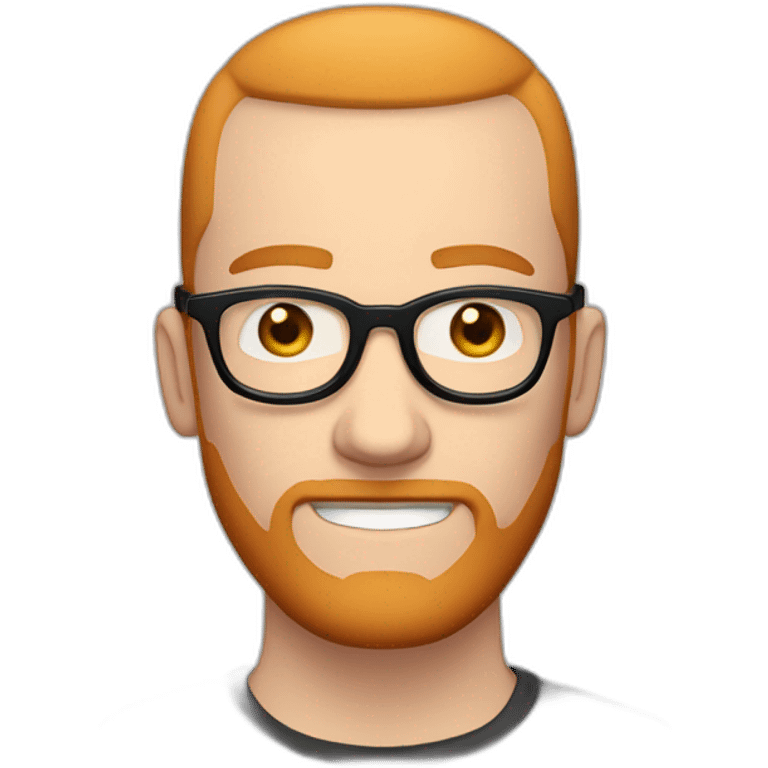 White man a buzz cut with dark rimmed glasses, a ginger beard and septum piercing emoji