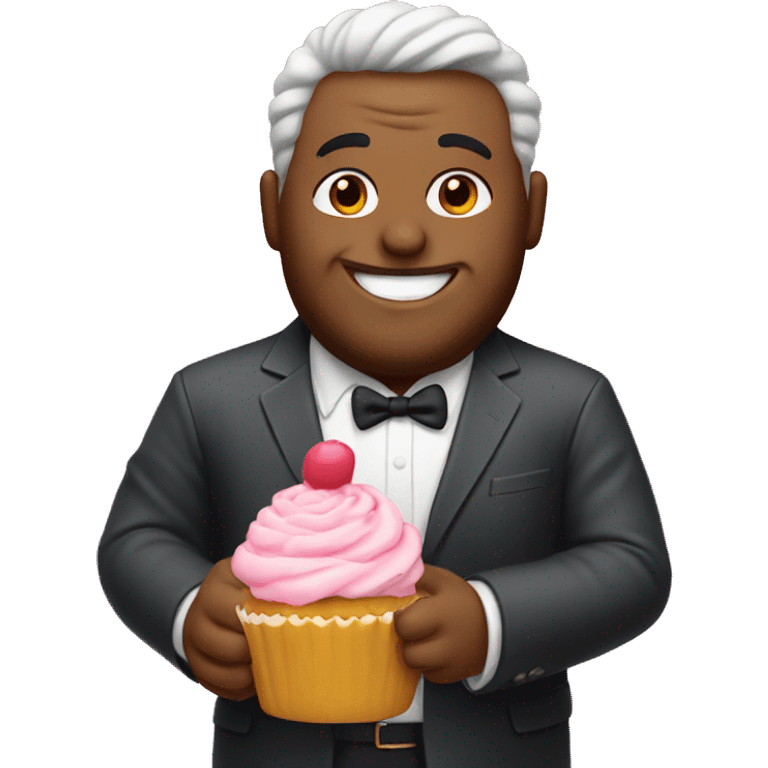 Big man with cupcake emoji