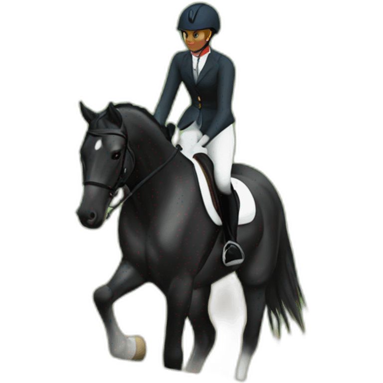 Black eventing horse on cross country course emoji