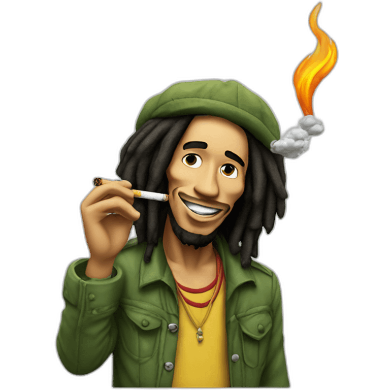 Bob Marley somking à cigarette emoji