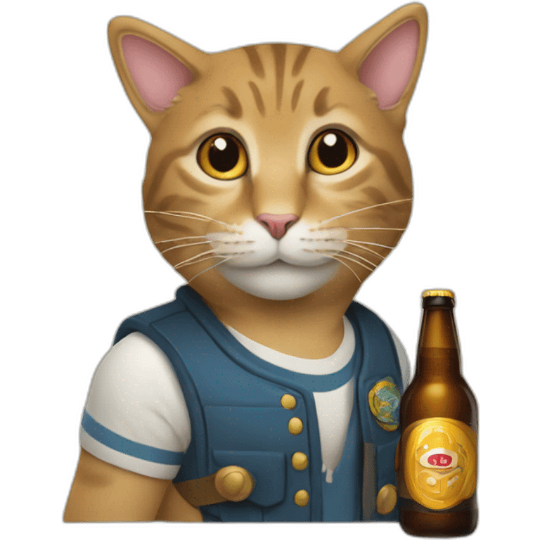 Un chat avec une bière emoji