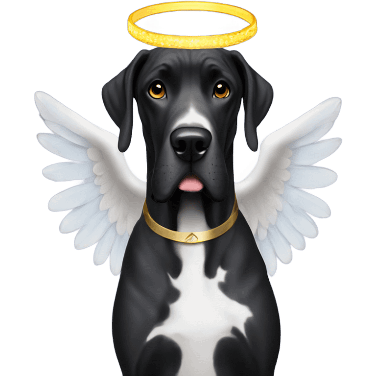 Black Great Dane with angel halo emoji