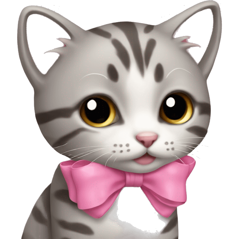 Little cat with pink bow emoji