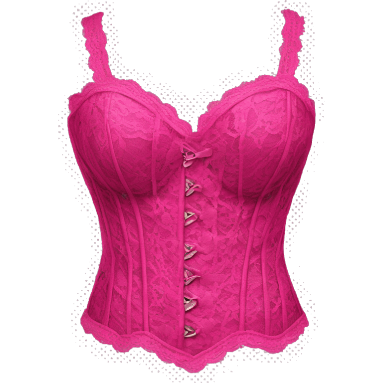 Realistic isolated hot pink lace bustier. emoji