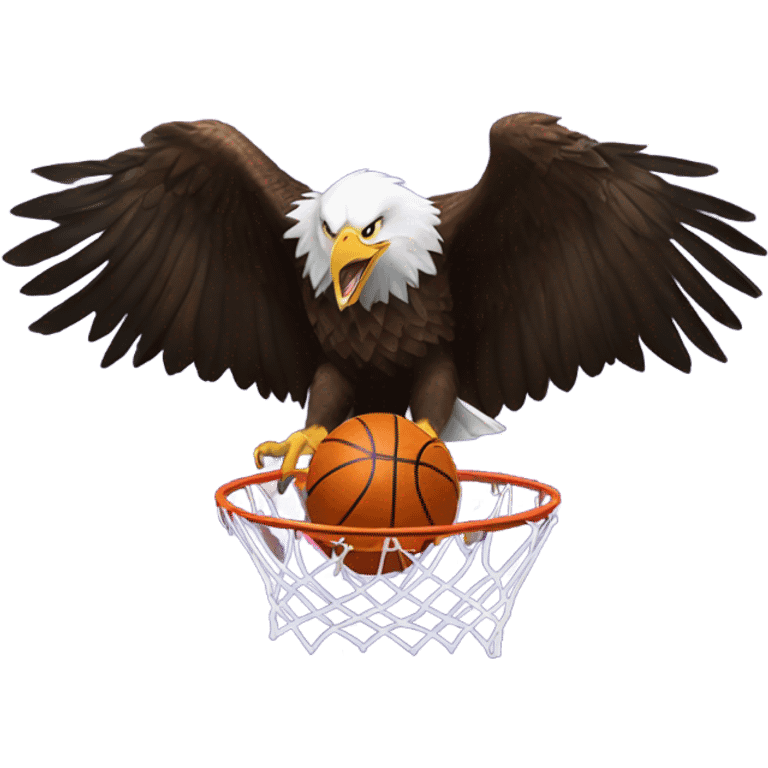 Bald eagle coming out of a basketball emoji