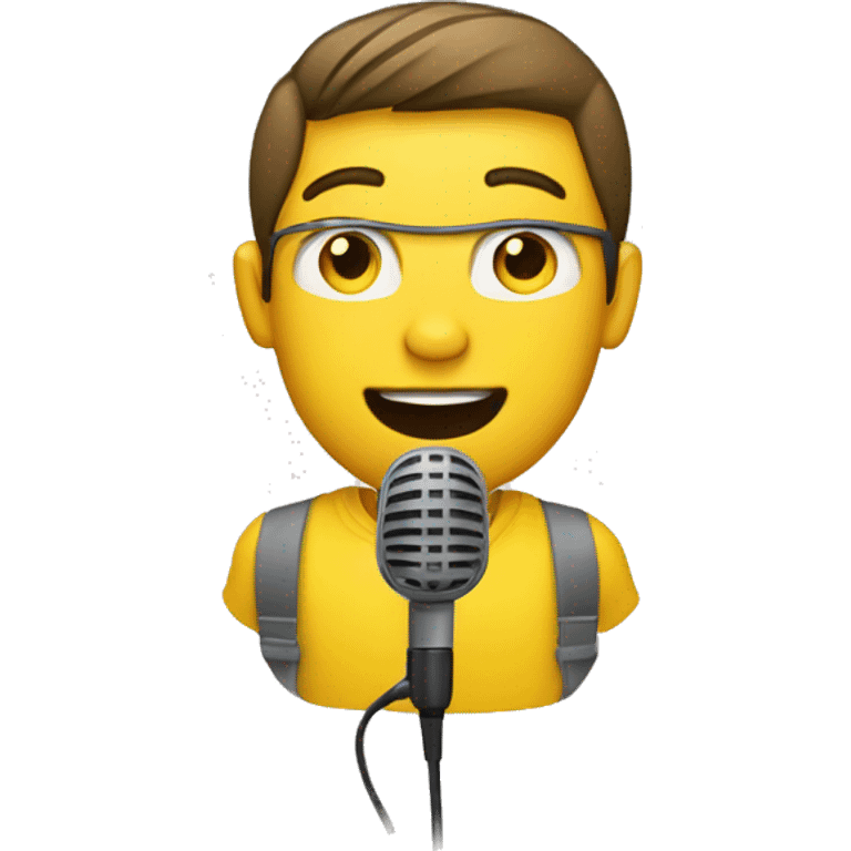 create a radio station guy with a microphone and a yellow shirt emoji