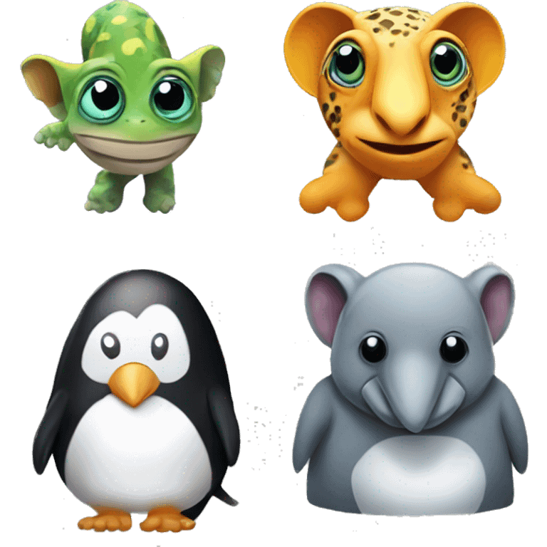 chameleon, chetah, elephant and penguin combined int one emoji