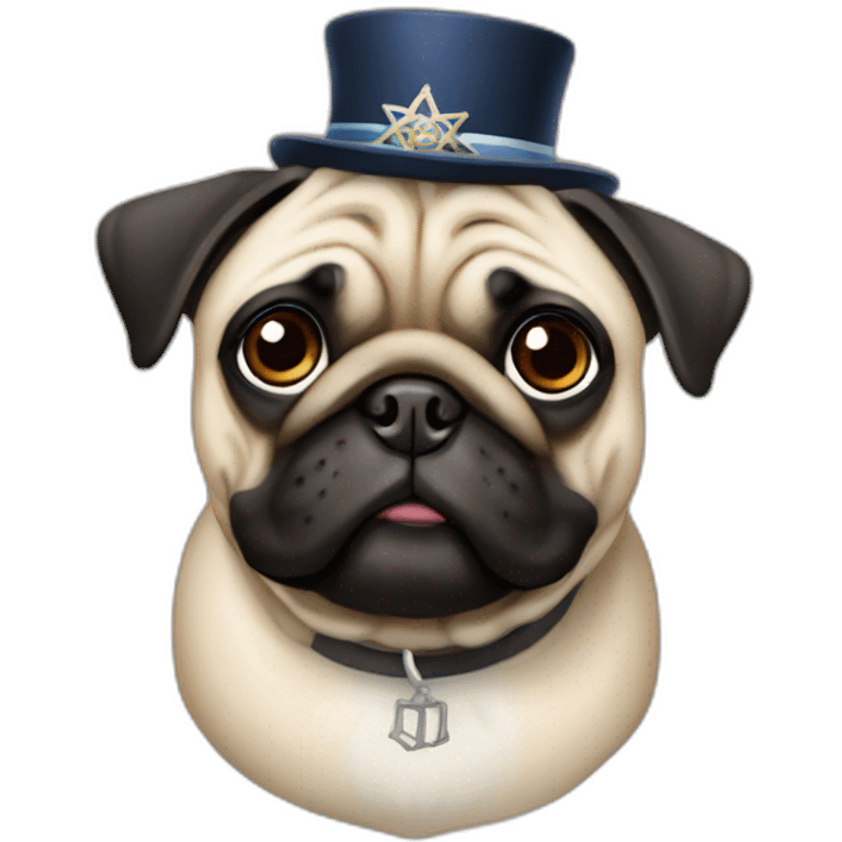 pug with jewish hat and paces emoji