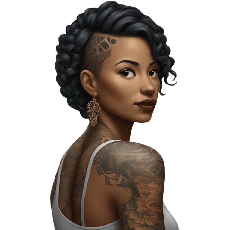 Hyper Realistic beautiful woman with tattoo emoji