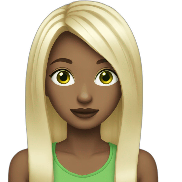 girl green eyes long hair emoji