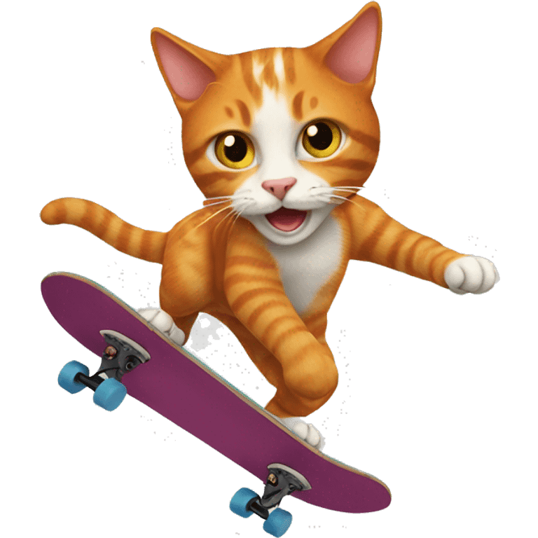 Ginger cat skateboarding  emoji