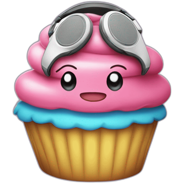 cupcake wearing headphones emoji