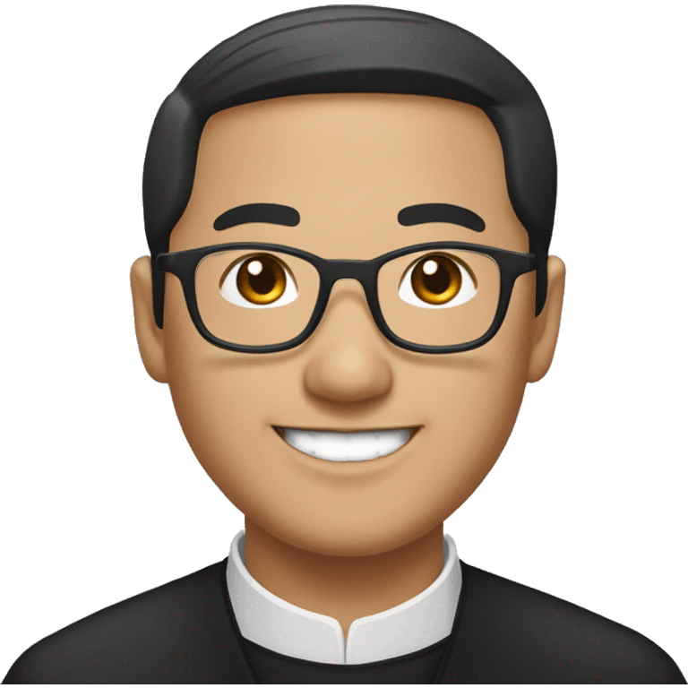  hmong catholic priest with black hair, smiling with teeth and glasses, no beard or mustache emoji