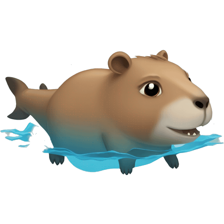 capybara and shark swimming  emoji