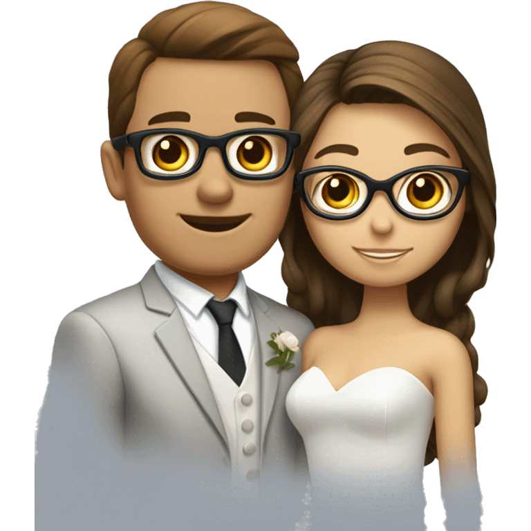 Mariage entre une fille au cheveux brun et un homme a lunettes  emoji