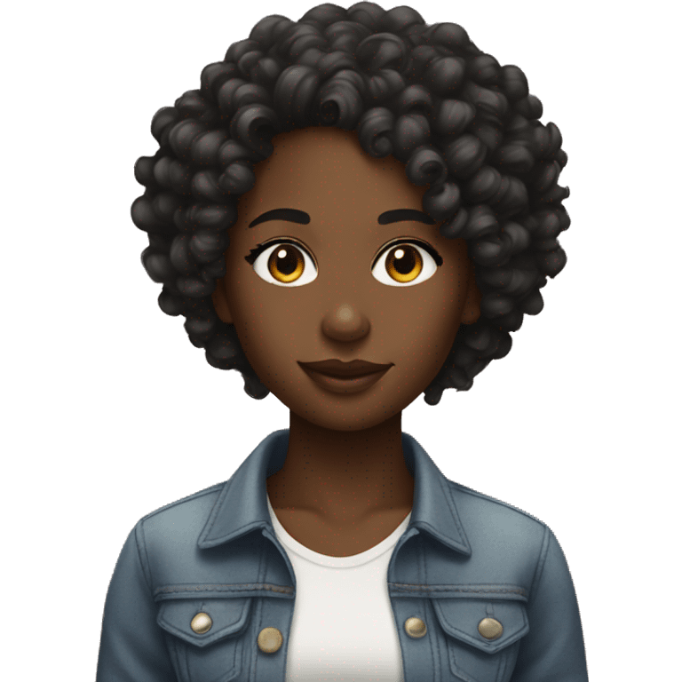 Black girl with curls and is really hot emoji